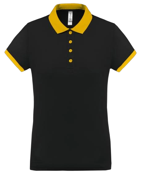 Polo manches courtes col jaune Femme