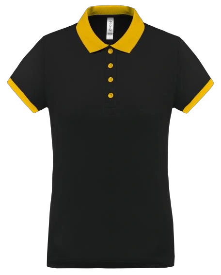 Polo manches courtes col jaune Femme