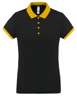 Polo manches courtes col jaune Femme
