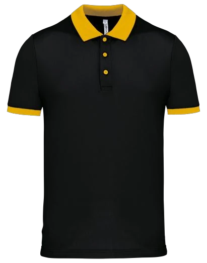 Polo manches courtes col jaune Homme