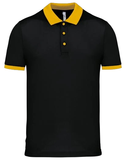 Polo manches courtes col jaune Homme